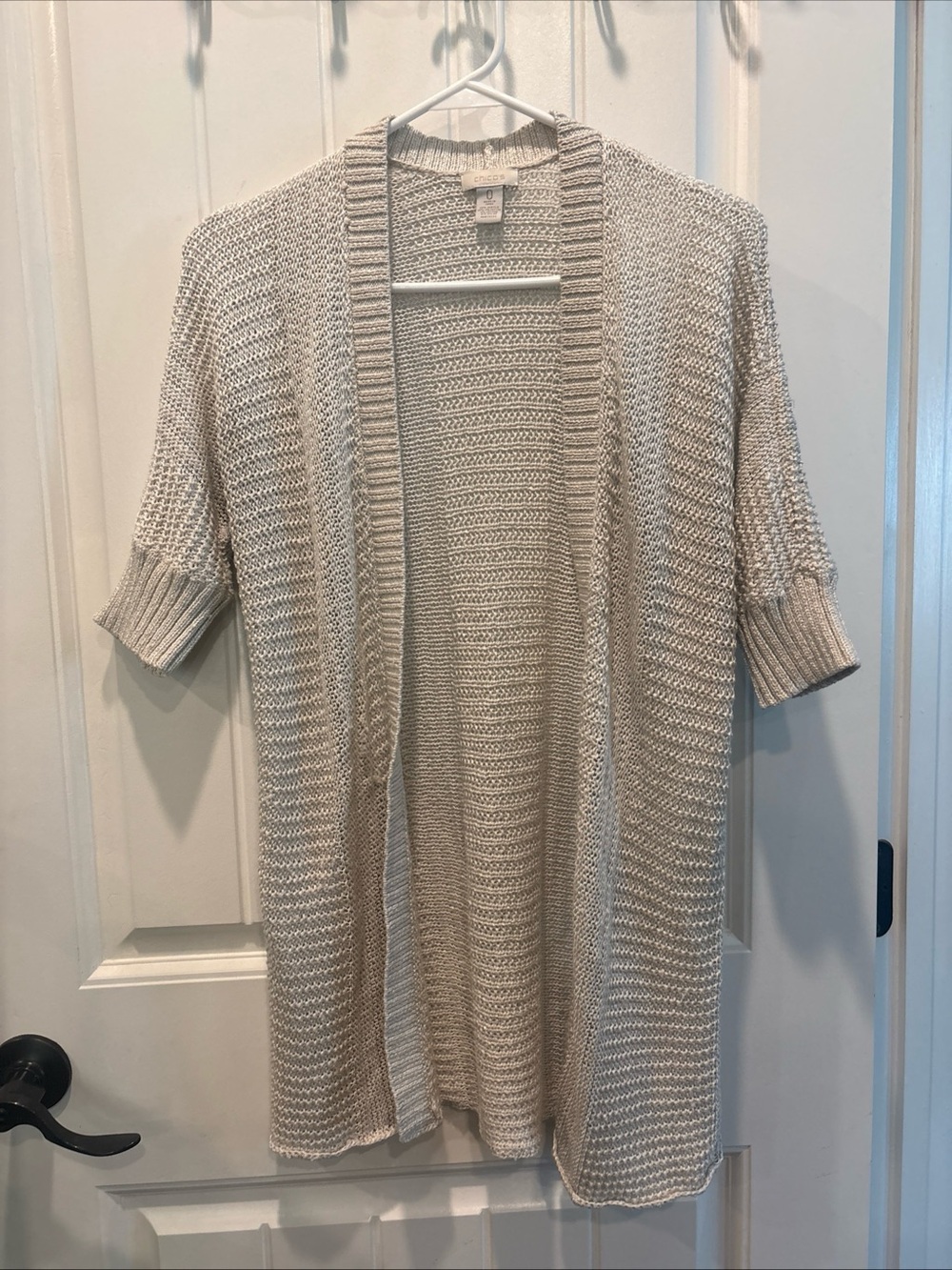 Chicos woman’s size 0 Open-Front Cream Knit Cardigan Sweater
